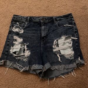 American Eagle Outfitters Blue Distressed Jean Shorts